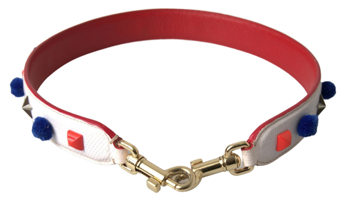 Dolce & Gabbana Stunning White Multicolor Studded Leather Strap - Sandy Store ByNet