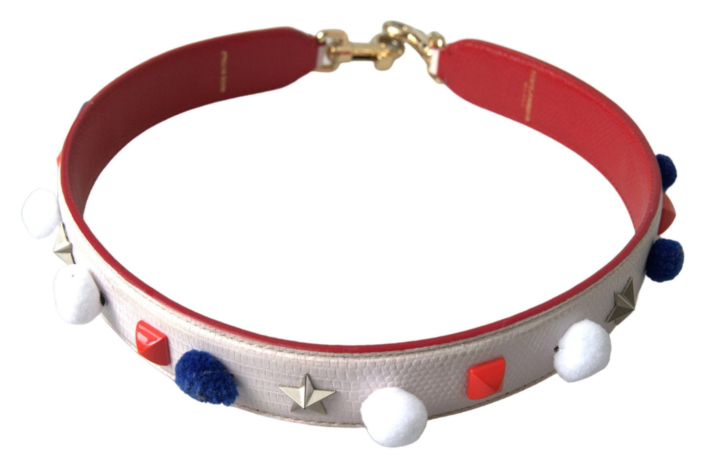 Dolce & Gabbana Stunning White Multicolor Studded Leather Strap - Sandy Store ByNet