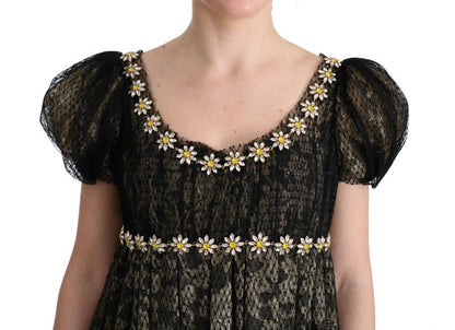 Dolce & Gabbana Sunflower Lace Crystal Maxi Shift Dress - Sandy Store ByNet