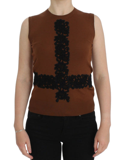 Dolce & Gabbana Timeless Wool and Lace Sleeveless Vest - Sandy Store ByNet