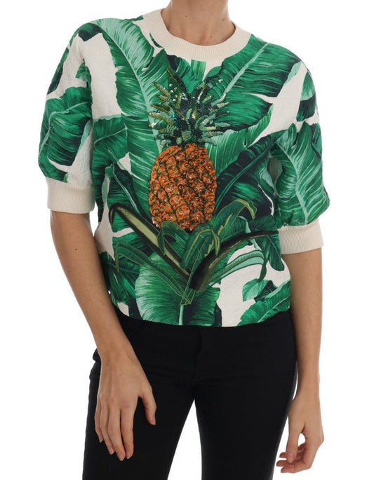 Dolce & Gabbana Tropical Sequined Sweater - Lush Greenery Edition - Sandy Store ByNet