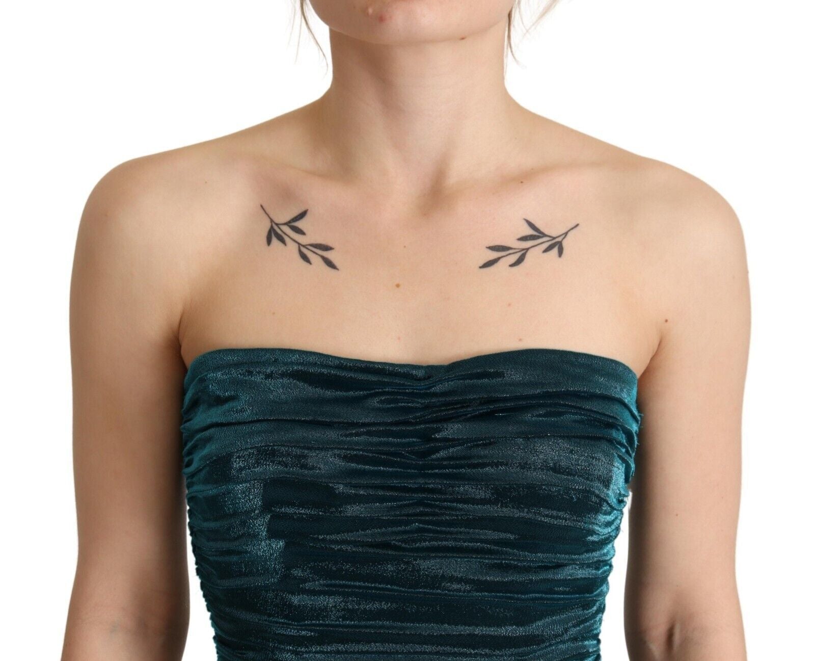 Dolce & Gabbana Turquoise Draped Satin Midi Dress - Sandy Store ByNet