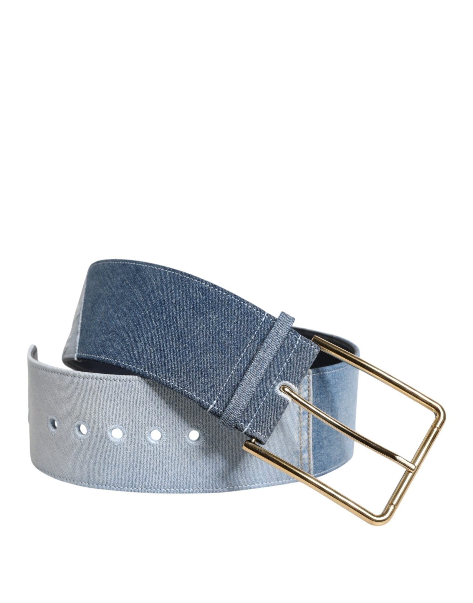 Dolce & Gabbana Two Tone Blue Denim Gold Metal Buckle Belt – 90 cm / 36 Inches par Dolce & Gabbana | Disponible sur Sandy Store ByNet