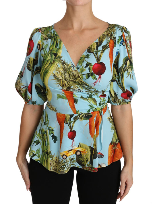 Dolce & Gabbana Vegetable Print Silk Top Extravaganza - Sandy Store ByNet