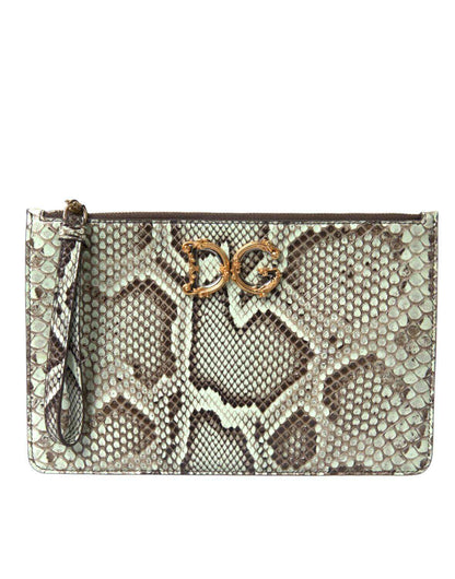 Dolce & Gabbana Verde Acqua Exotic Leather Gold DG Logo Clutch Borse Bag – par Dolce & Gabbana | Disponible sur Sandy Store ByNet
