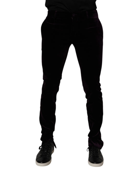 Dolce & Gabbana Violet Velvet Cotton Men Dress Formal Pants – IT48 | M par Dolce & Gabbana | Disponible sur Sandy Store ByNet