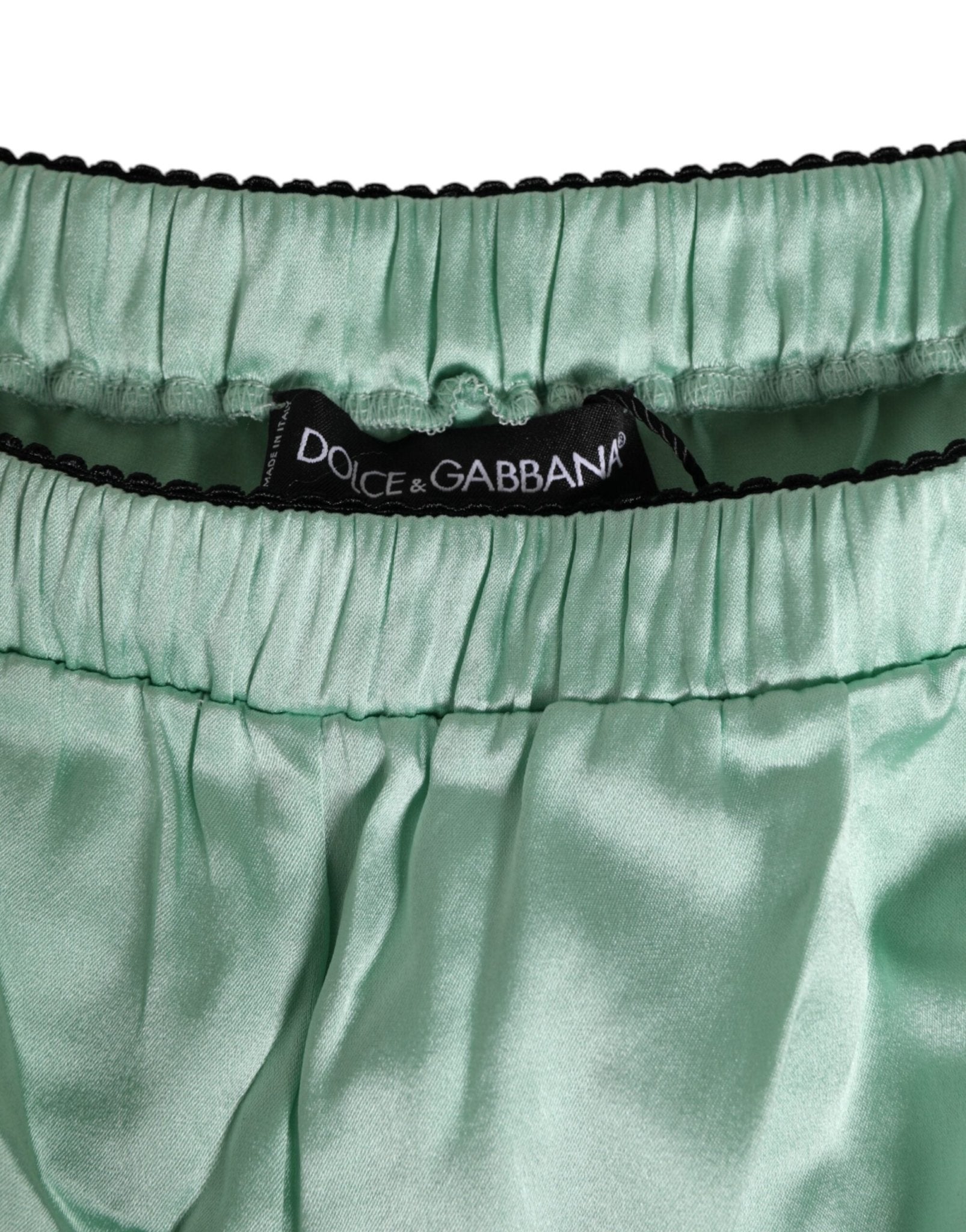 Dolce & Gabbana Water Green Satin Black Lace Trim Underwear – IT3 | M par Dolce & Gabbana | Disponible sur Sandy Store ByNet
