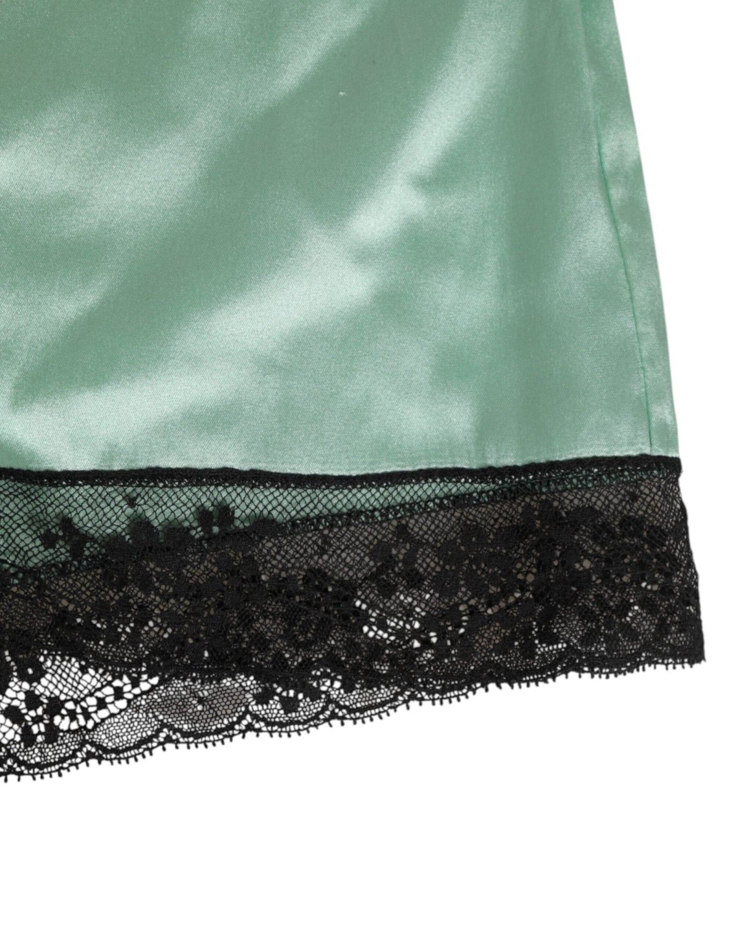 Dolce & Gabbana Water Green Satin Black Lace Trim Underwear – IT3 | M par Dolce & Gabbana | Disponible sur Sandy Store ByNet