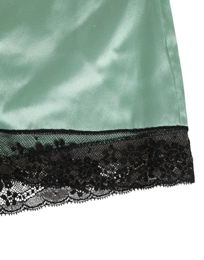 Dolce & Gabbana Water Green Satin Black Lace Trim Underwear – IT3 | M par Dolce & Gabbana | Disponible sur Sandy Store ByNet