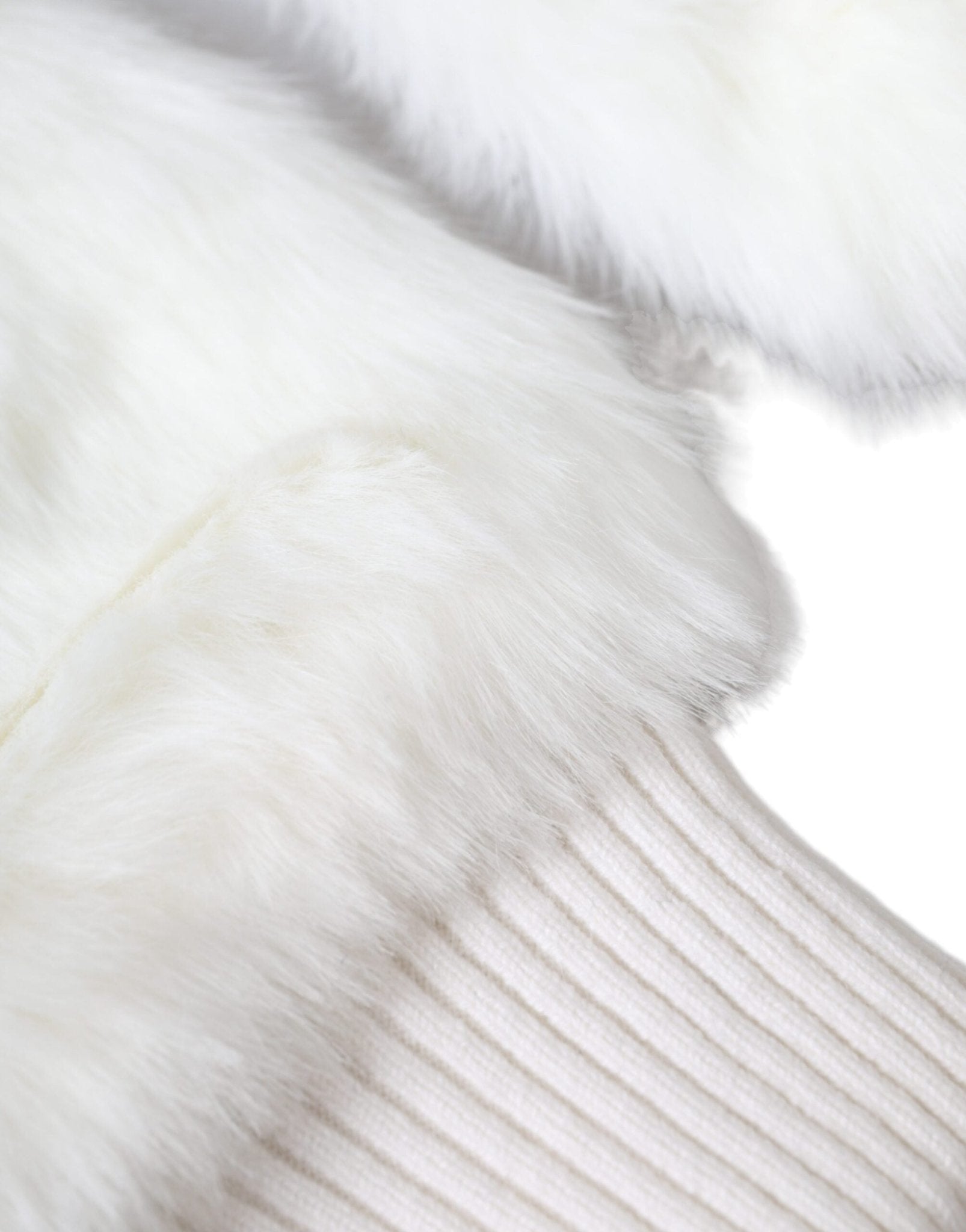 Dolce & Gabbana White Acrylic Knitted Fur Wrist Mitten Gloves - Sandy Store ByNet