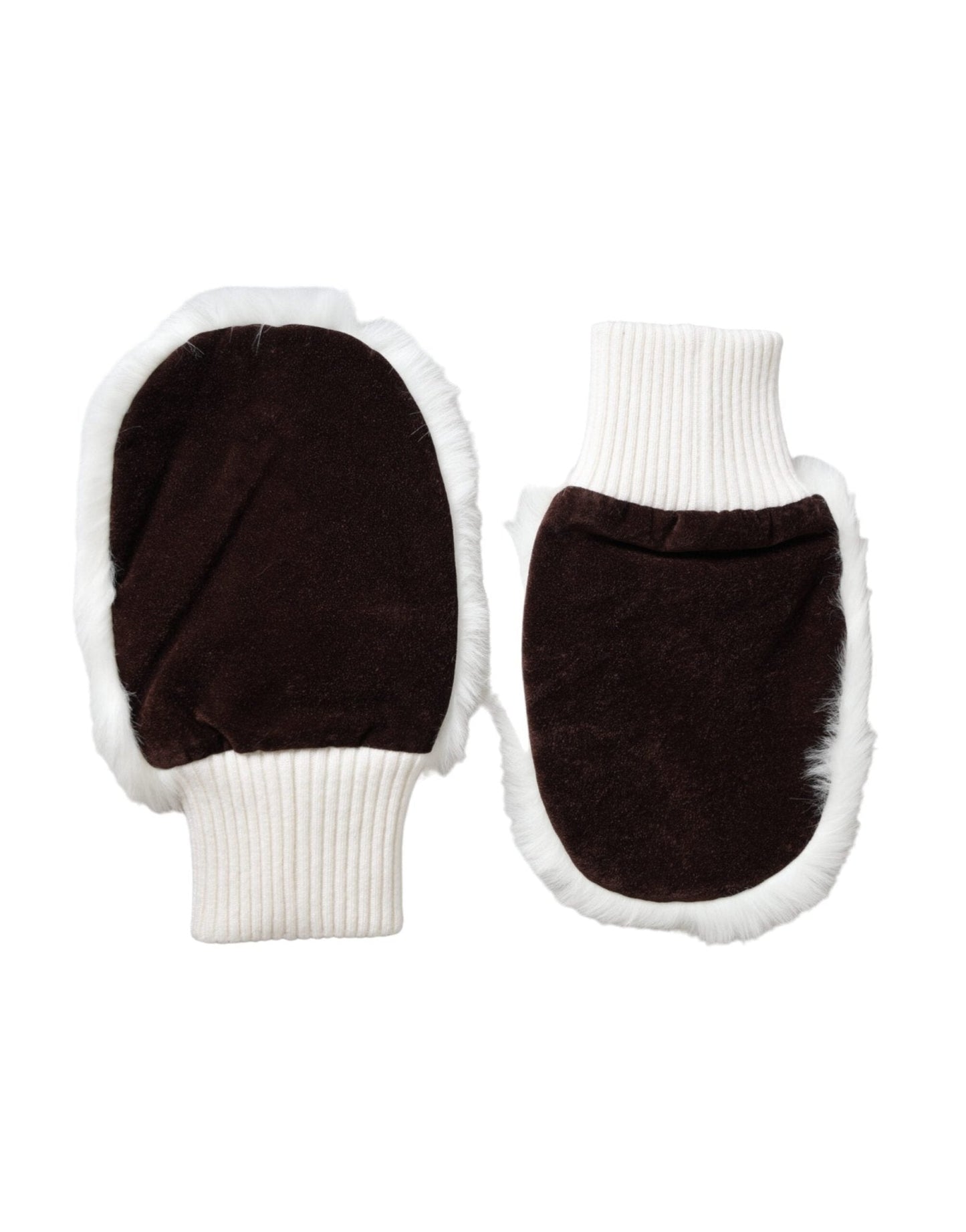 Dolce & Gabbana White Acrylic Knitted Fur Wrist Mitten Gloves - Sandy Store ByNet