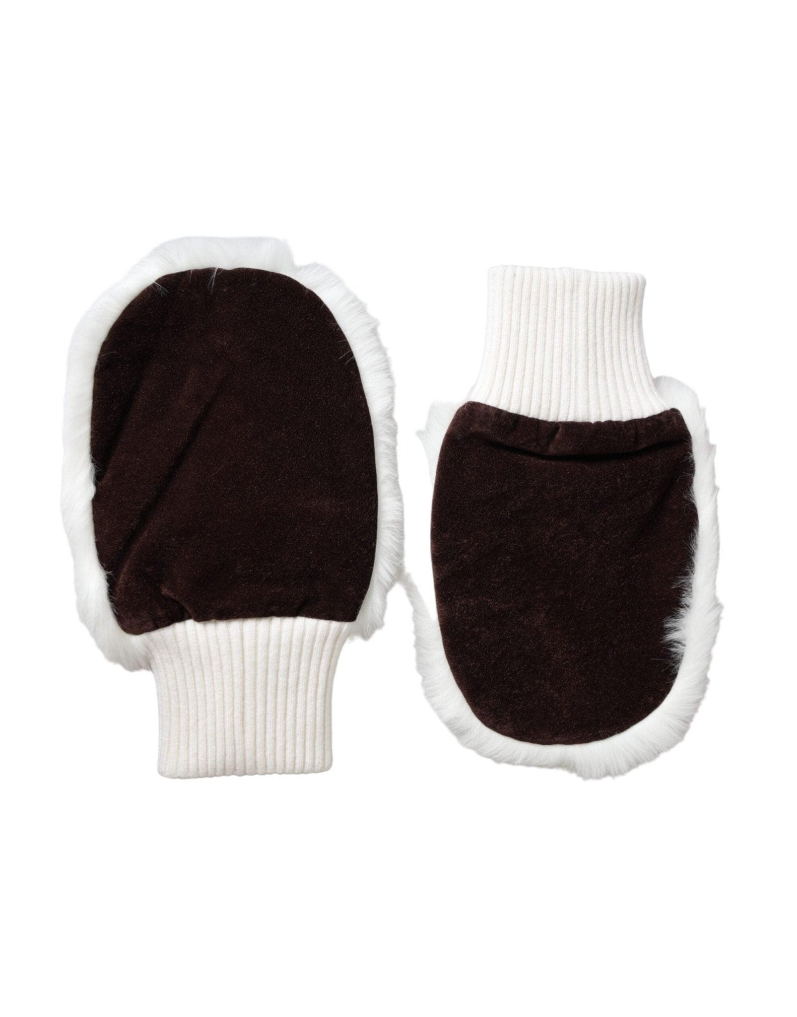 Dolce & Gabbana White Acrylic Knitted Fur Wrist Mitten Gloves - Sandy Store ByNet