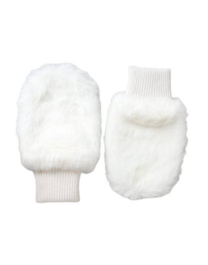 Dolce & Gabbana White Acrylic Knitted Fur Wrist Mitten Gloves - Sandy Store ByNet