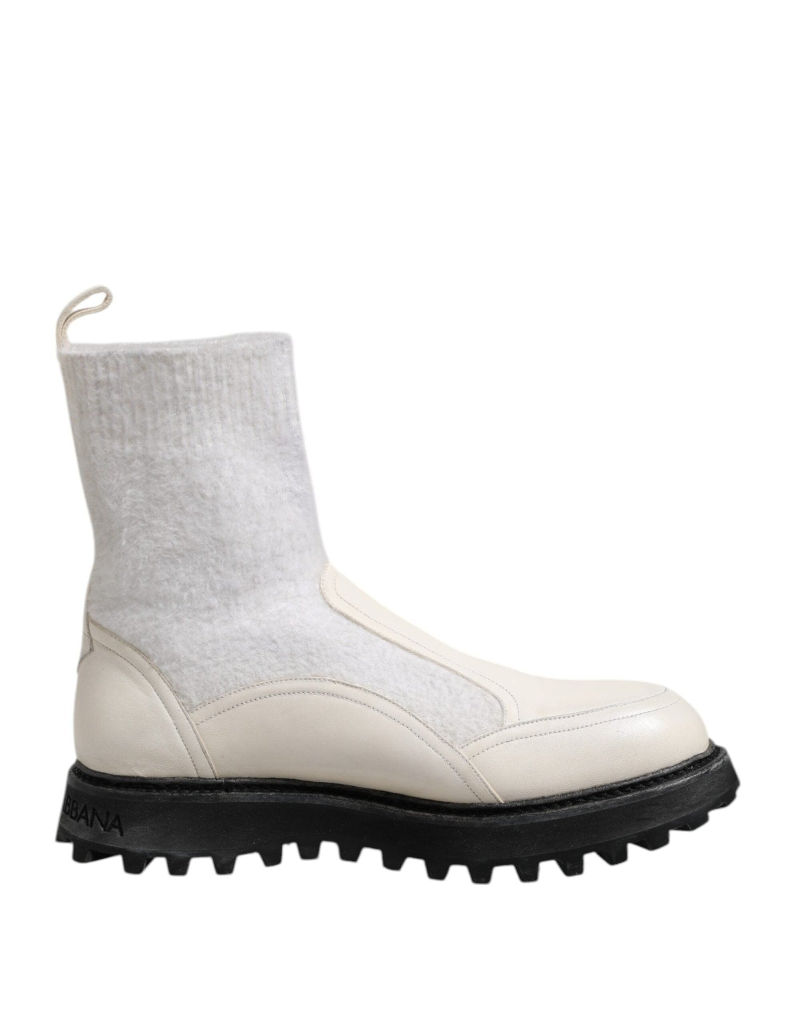 Dolce & Gabbana White Beige DG Logo Mid Calf Boots Shoes – EU44/US11 par Dolce & Gabbana | Disponible sur Sandy Store ByNet