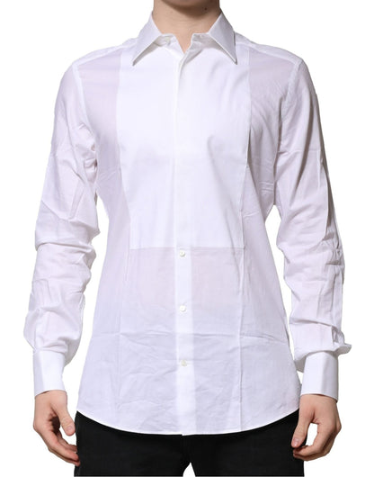Dolce & Gabbana White Bib Cotton Poplin GOLD Men Formal Shirt – IT38 | XS par Dolce & Gabbana | Disponible sur Sandy Store ByNet