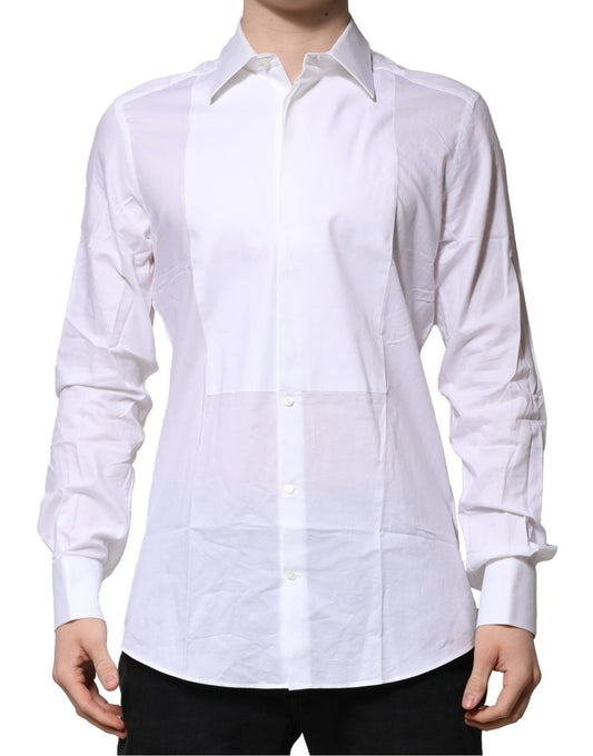 Dolce & Gabbana White Bib Cotton Poplin GOLD Men Formal Shirt – IT38 | XS par Dolce & Gabbana | Disponible sur Sandy Store ByNet