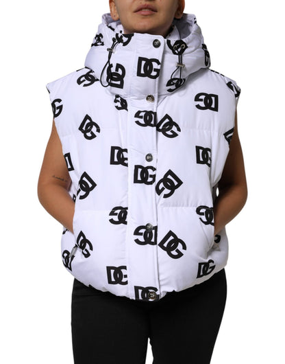 Dolce & Gabbana White Black DG Mania Polyester Puffer Jacket – IT44 | L par Dolce & Gabbana | Disponible sur Sandy Store ByNet