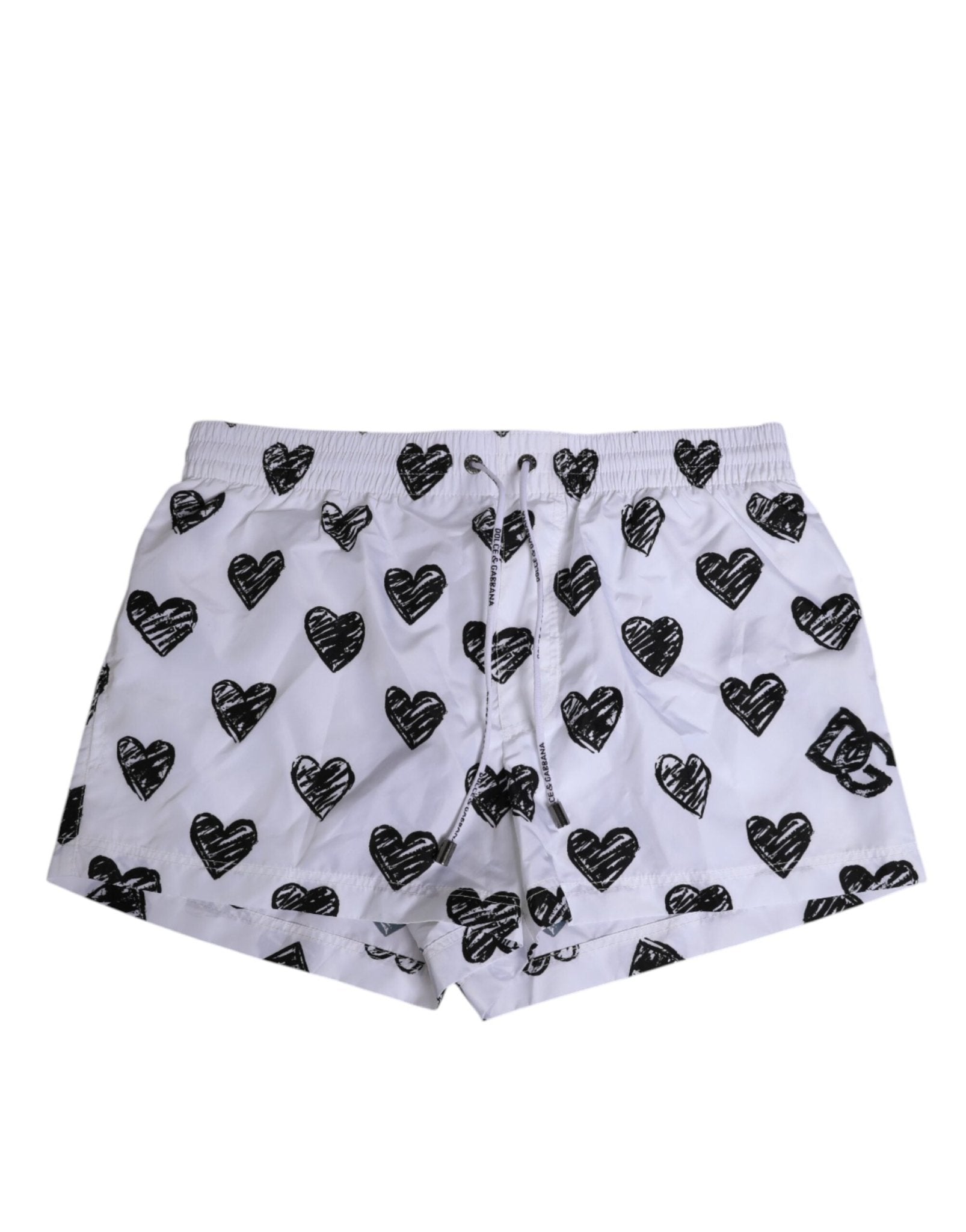 Dolce & Gabbana White Black Heart Print Men Boxer Short Swimwear – IT3 | XS par Dolce & Gabbana | Disponible sur Sandy Store ByNet