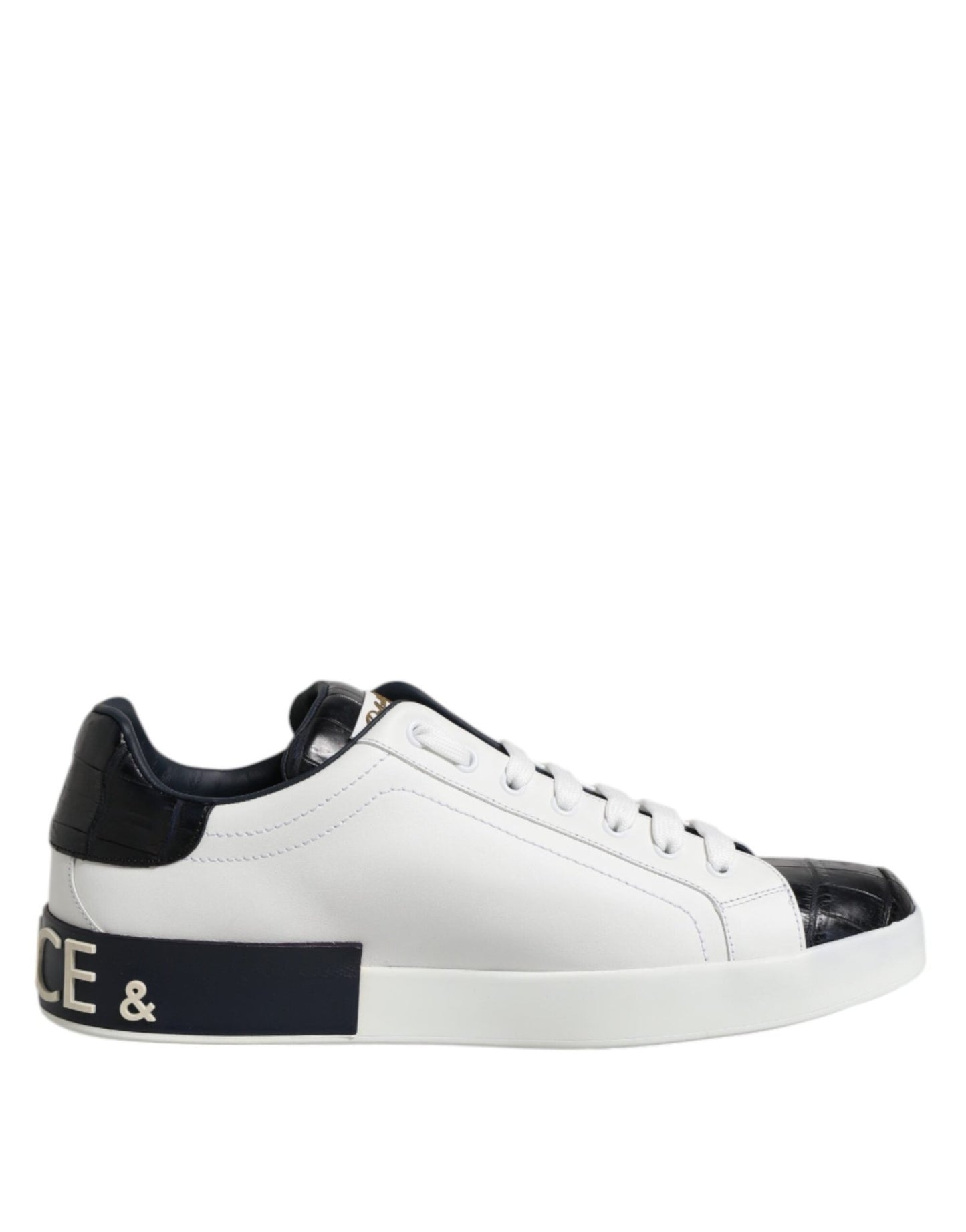 Dolce & Gabbana White Black Leather Portofino Sneaker Shoes – EU39/US6 par Dolce & Gabbana | Disponible sur Sandy Store ByNet