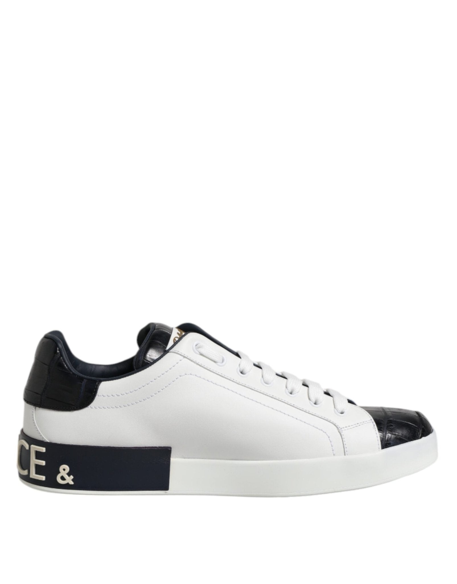 Dolce & Gabbana White Black Leather Portofino Sneaker Shoes – EU39/US6 par Dolce & Gabbana | Disponible sur Sandy Store ByNet