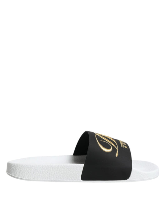 Dolce & Gabbana White Black Leather Sandals Beachwear Shoes – EU39/US6 par Dolce & Gabbana | Disponible sur Sandy Store ByNet