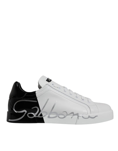 Dolce & Gabbana White Black Logo Portofino Sneaker Shoes – EU 40.5 | US 7.5 par Dolce & Gabbana | Disponible sur Sandy Store ByNet
