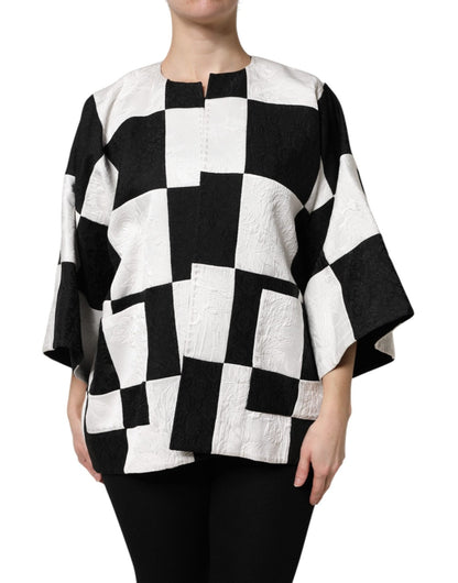 Dolce & Gabbana White Black Patchwork Jacquard Blazer Jacket – IT36|XXS par Dolce & Gabbana | Disponible sur Sandy Store ByNet