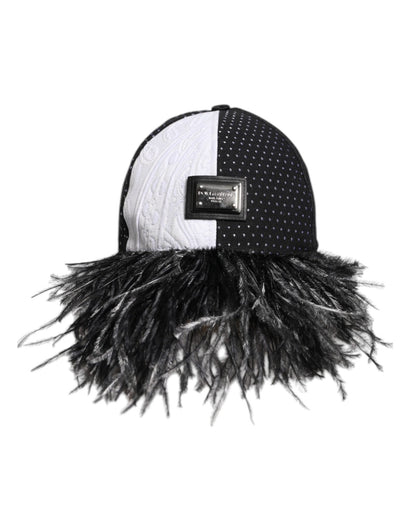 Dolce & Gabbana White Black Polka Dot Feathers Baseball Cap – 56 cm|XS par Dolce & Gabbana | Disponible sur Sandy Store ByNet