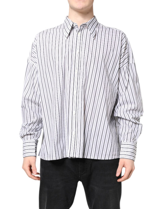 Dolce & Gabbana White Black Stripe Button Down Casual Shirt – IT40 | M par Dolce & Gabbana | Disponible sur Sandy Store ByNet