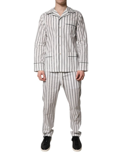 Dolce & Gabbana White Black Stripes Cotton Men Pajama Set Sleepwear – IT39 | S par Dolce & Gabbana | Disponible sur Sandy Store ByNet