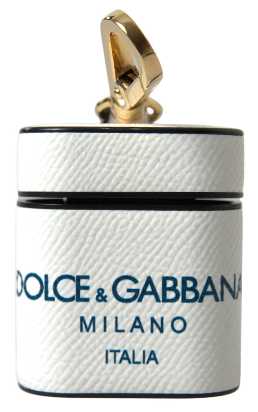 Dolce & Gabbana White Blue Calf Leather Logo Print Strap Airpods Case – par Dolce & Gabbana | Disponible sur Sandy Store ByNet