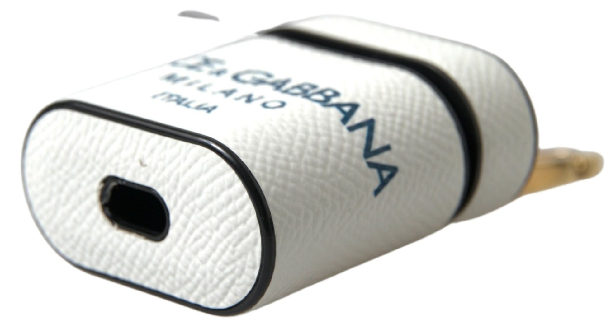 Dolce & Gabbana White Blue Calf Leather Logo Print Strap Airpods Case – par Dolce & Gabbana | Disponible sur Sandy Store ByNet