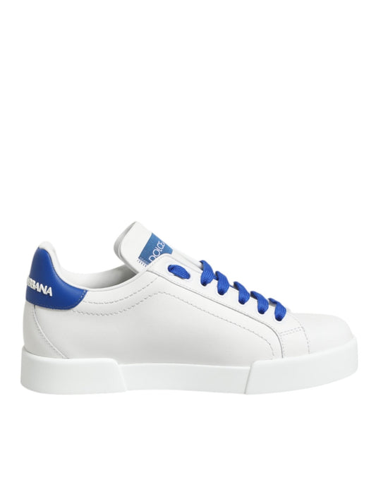 Dolce & Gabbana White Blue Leather Low Top Sneakers Shoes – EU35/US4.5 par Dolce & Gabbana | Disponible sur Sandy Store ByNet