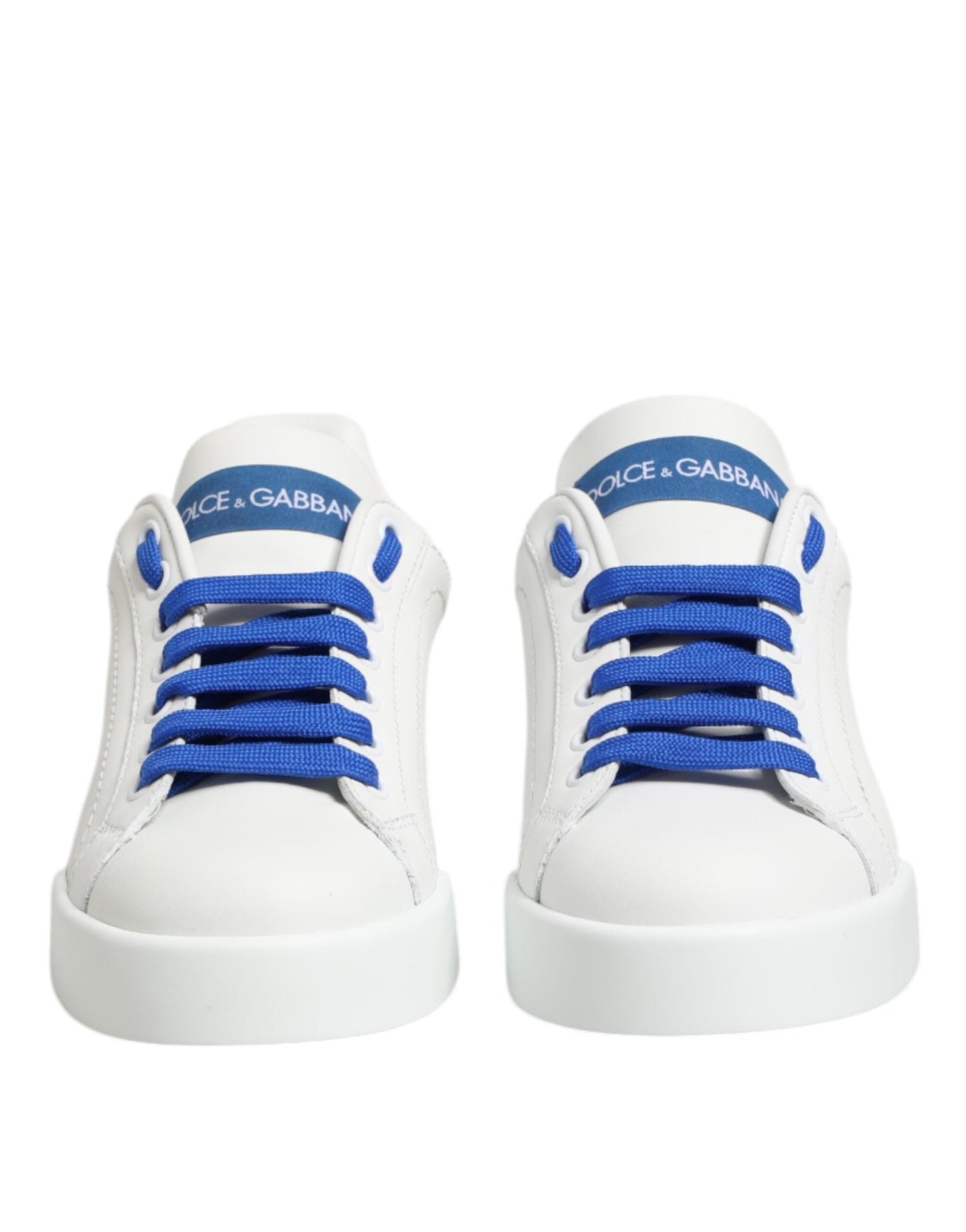 Dolce & Gabbana White Blue Leather Low Top Sneakers Shoes – EU35/US4.5 par Dolce & Gabbana | Disponible sur Sandy Store ByNet