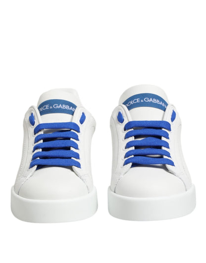 Dolce & Gabbana White Blue Leather Low Top Sneakers Shoes – EU35/US4.5 par Dolce & Gabbana | Disponible sur Sandy Store ByNet