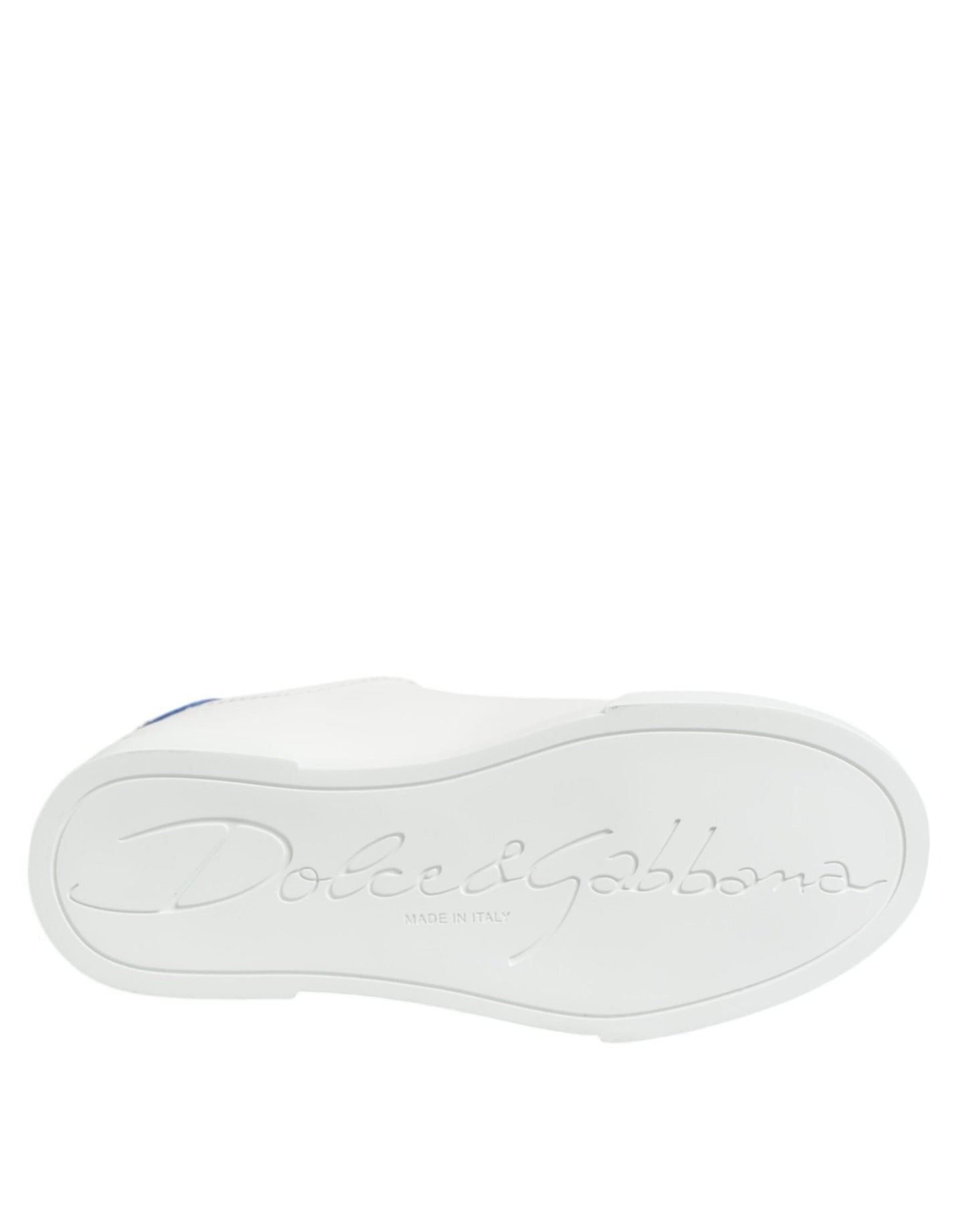 Dolce & Gabbana White Blue Leather Low Top Sneakers Shoes – EU35/US4.5 par Dolce & Gabbana | Disponible sur Sandy Store ByNet