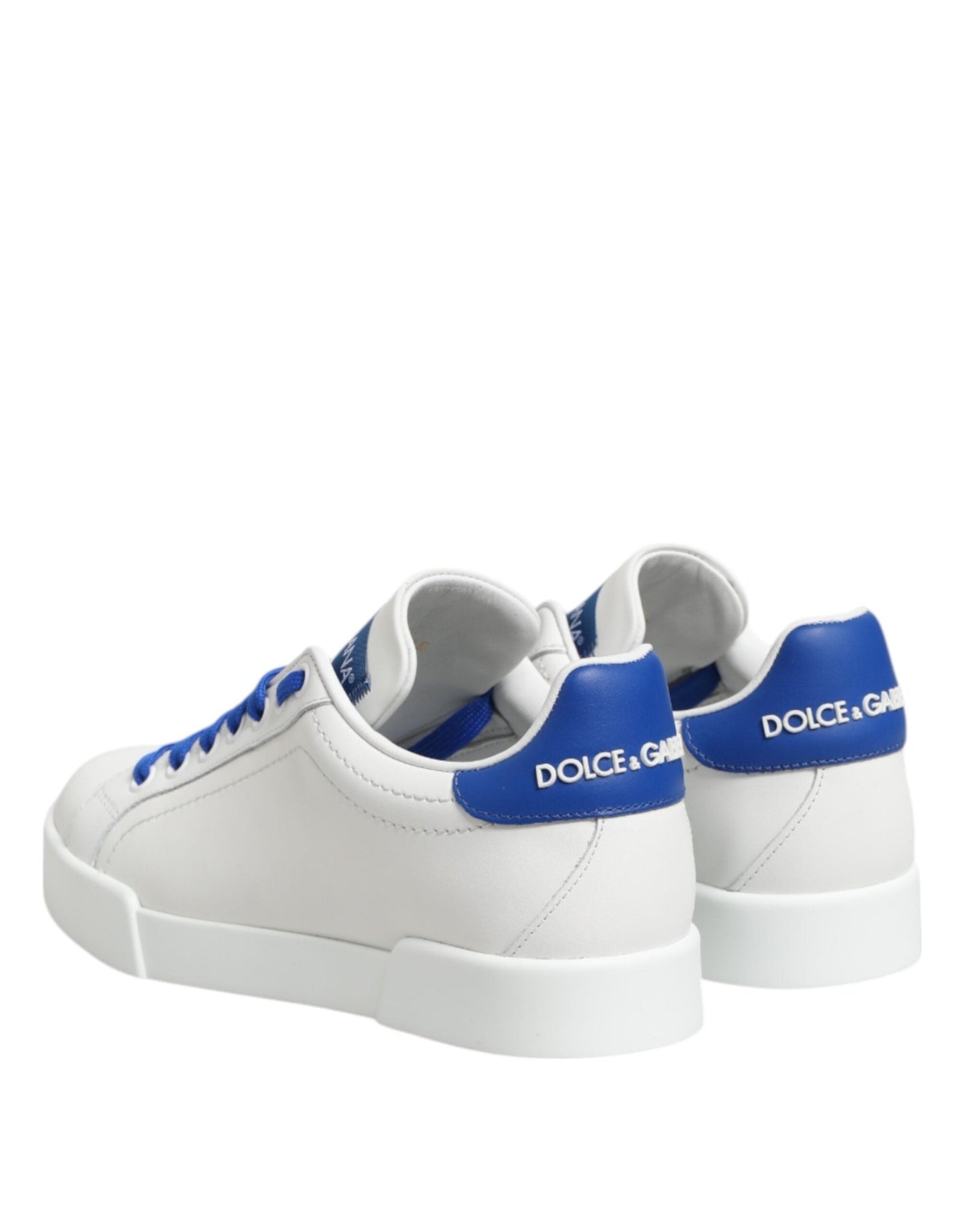 Dolce & Gabbana White Blue Leather Low Top Sneakers Shoes – EU35/US4.5 par Dolce & Gabbana | Disponible sur Sandy Store ByNet