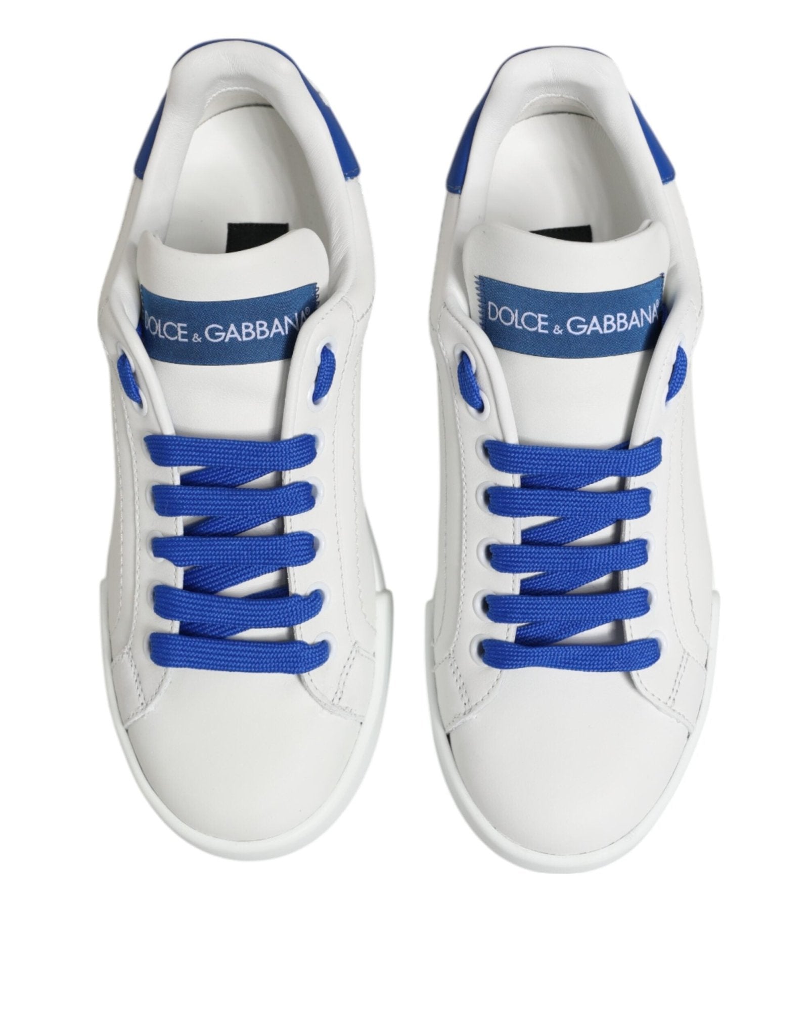Dolce & Gabbana White Blue Leather Low Top Sneakers Shoes – EU35/US4.5 par Dolce & Gabbana | Disponible sur Sandy Store ByNet