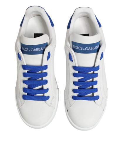 Dolce & Gabbana White Blue Leather Low Top Sneakers Shoes – EU35/US4.5 par Dolce & Gabbana | Disponible sur Sandy Store ByNet