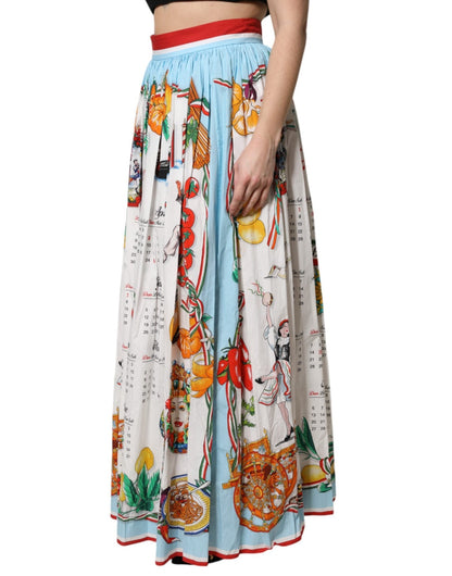 Dolce & Gabbana White Calendar Print Cotton Gathered Maxi Skirt – IT36|XXS par Dolce & Gabbana | Disponible sur Sandy Store ByNet