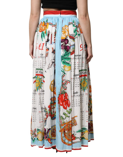 Dolce & Gabbana White Calendar Print Cotton Gathered Maxi Skirt – IT36|XXS par Dolce & Gabbana | Disponible sur Sandy Store ByNet