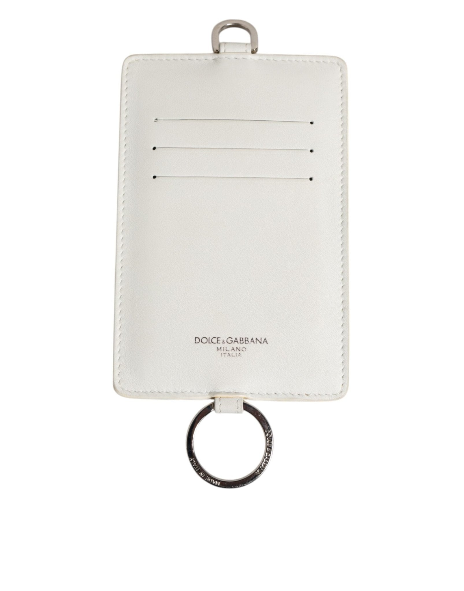Dolce & Gabbana White Calf Leather Lanyard Logo Card Holder Men Wallet – par Dolce & Gabbana | Disponible sur Sandy Store ByNet