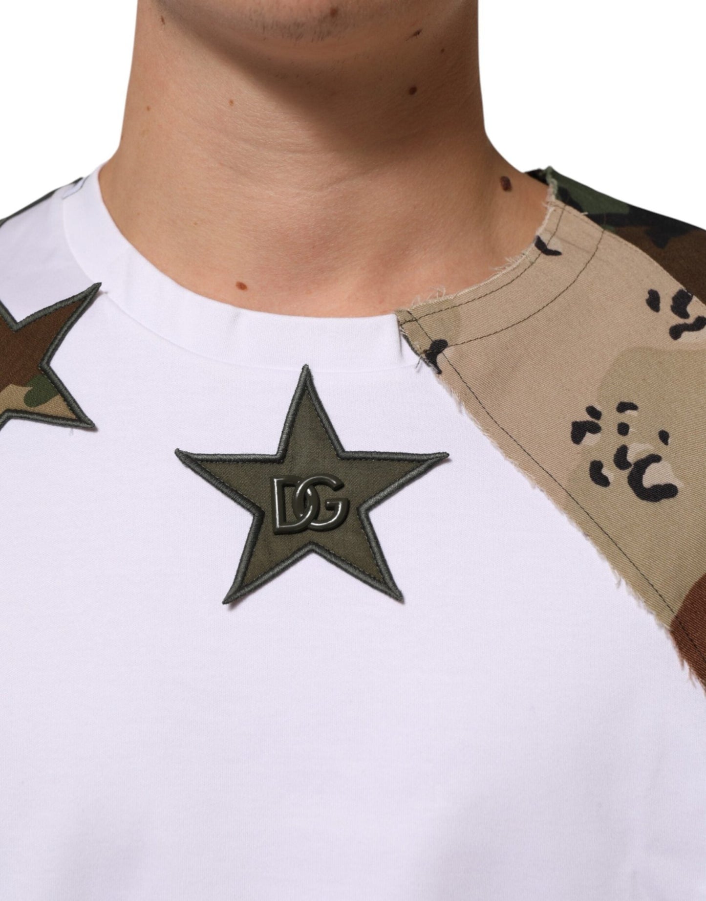 Dolce & Gabbana White Camouflage Patckwork Men Cotton T-shirt – M par Dolce & Gabbana | Disponible sur Sandy Store ByNet