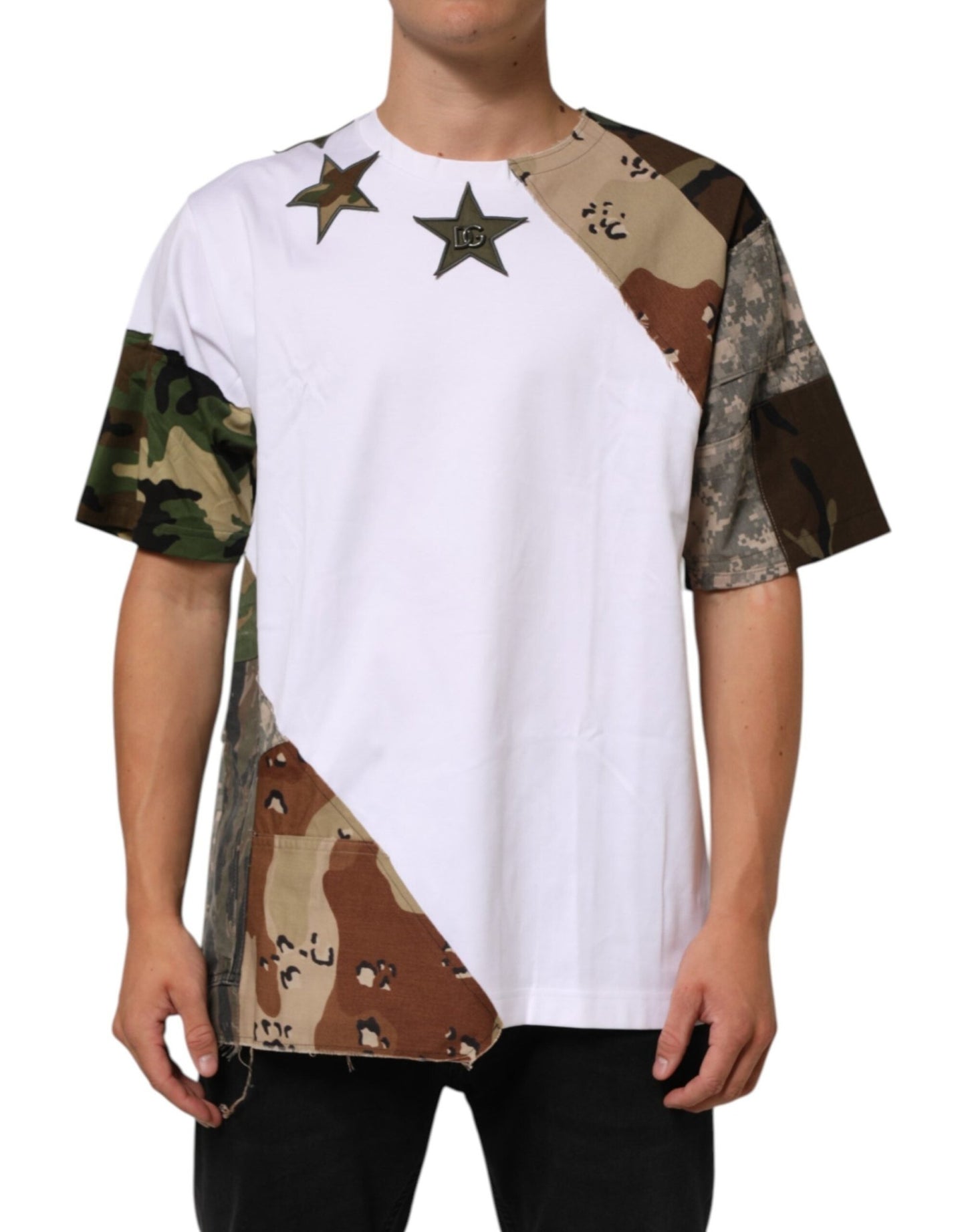 Dolce & Gabbana White Camouflage Patckwork Men Cotton T-shirt – M par Dolce & Gabbana | Disponible sur Sandy Store ByNet