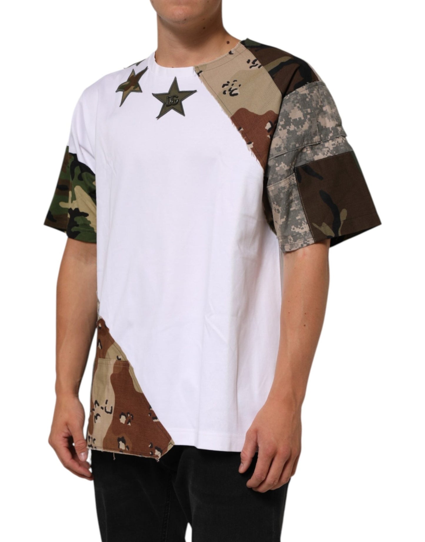 Dolce & Gabbana White Camouflage Patckwork Men Cotton T-shirt – M par Dolce & Gabbana | Disponible sur Sandy Store ByNet