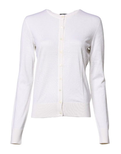 Dolce & Gabbana White Cashmere Crew Neck Top Cardigan Sweater – IT42|M par Dolce & Gabbana | Disponible sur Sandy Store ByNet