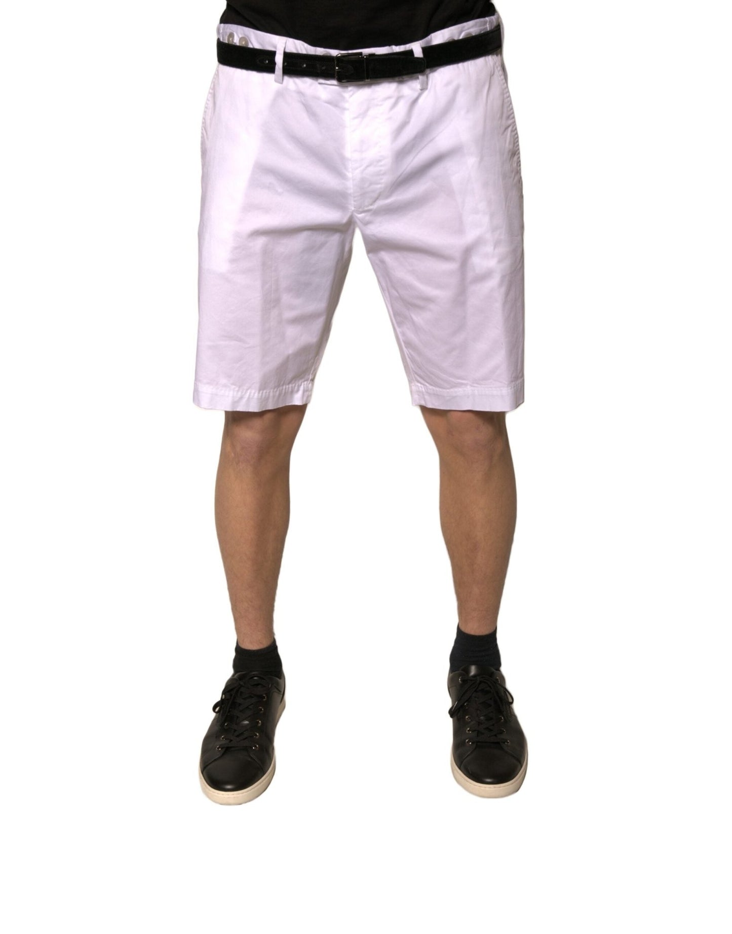 Dolce & Gabbana White Chinos Cotton Stretch Casual Shorts - Sandy Store ByNet