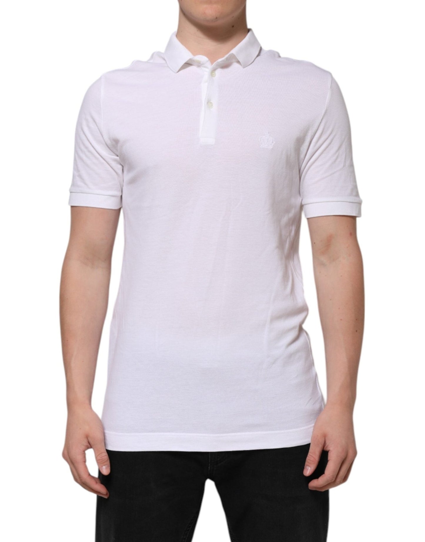 Dolce & Gabbana White Collared Men Short Sleeve Crown T-shirt – IT50 | L par Dolce & Gabbana | Disponible sur Sandy Store ByNet