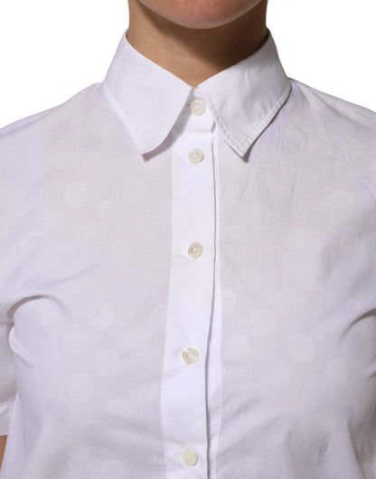Dolce & Gabbana White Collared Short Sleeve Polo Shirt Top – IT38 | XS par Dolce & Gabbana | Disponible sur Sandy Store ByNet