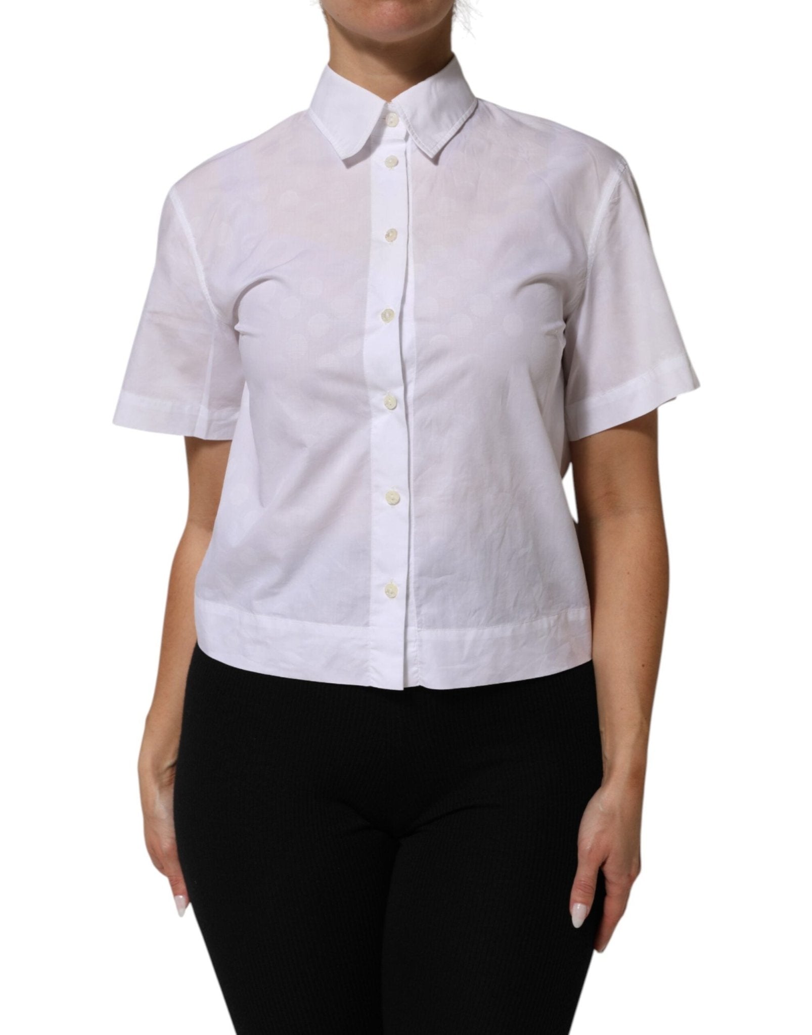 Dolce & Gabbana White Collared Short Sleeve Polo Shirt Top – IT38 | XS par Dolce & Gabbana | Disponible sur Sandy Store ByNet